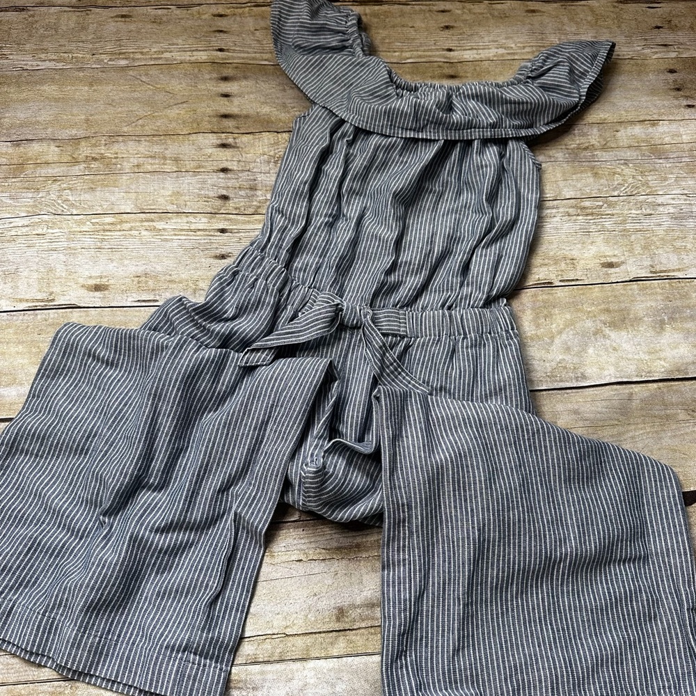 GAP Gray Matching Set Jumpsuit with Wide-Leg Design